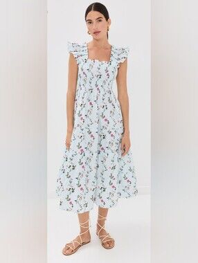 Hill House Home The Ellie Nap Midi Dress in Pond Floral  Womens Size XXXS EUC